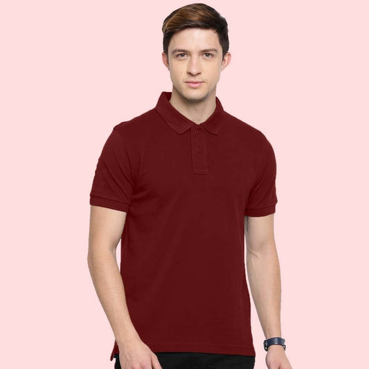 Elevate your look and make a fashion statement with a maroon collar t-shirt