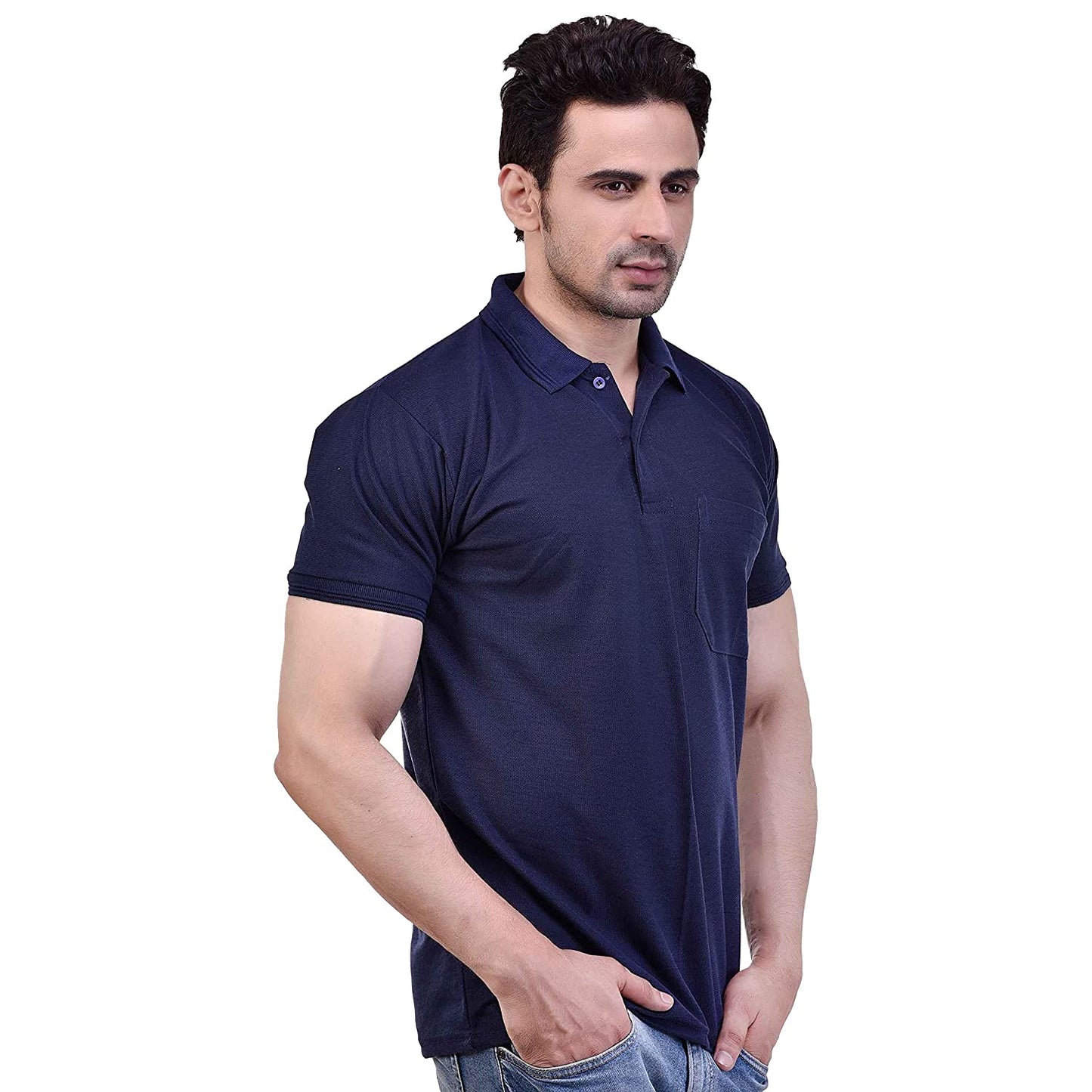 Solid Collar T-Shirt With Pocket