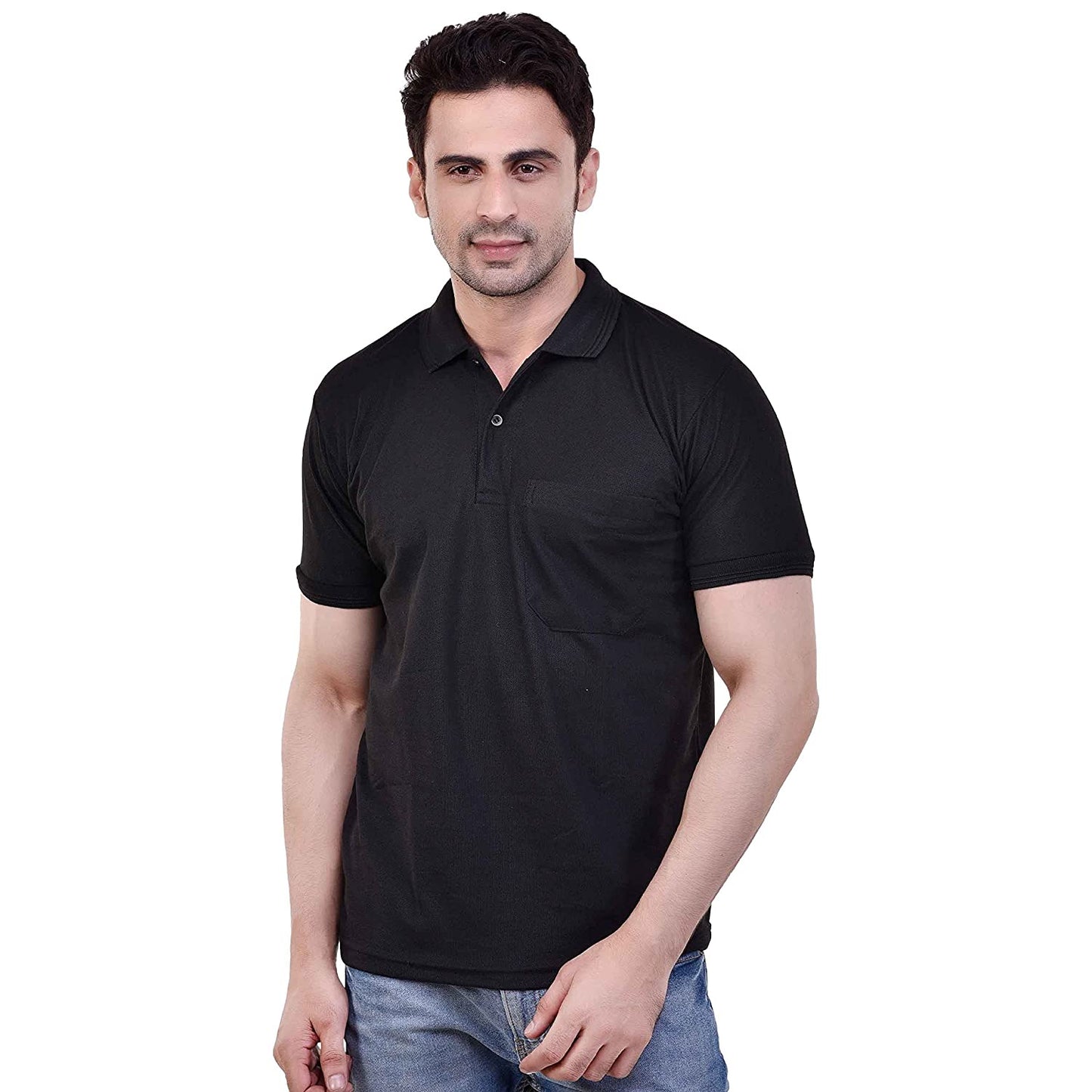 Solid Collar T-Shirt With Pocket