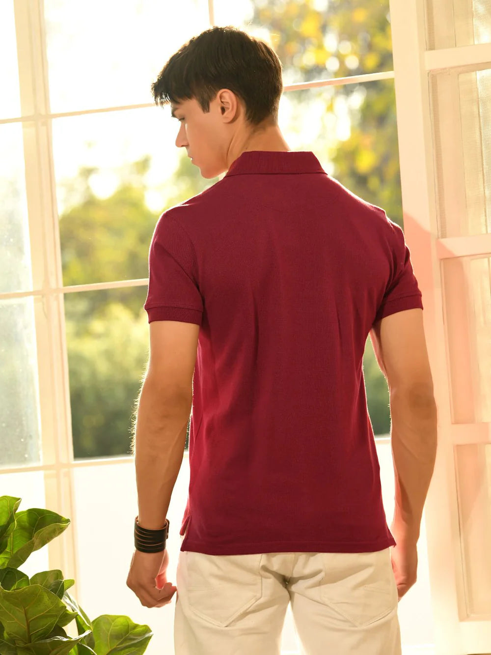 Maroon Solid Polo T-shirt