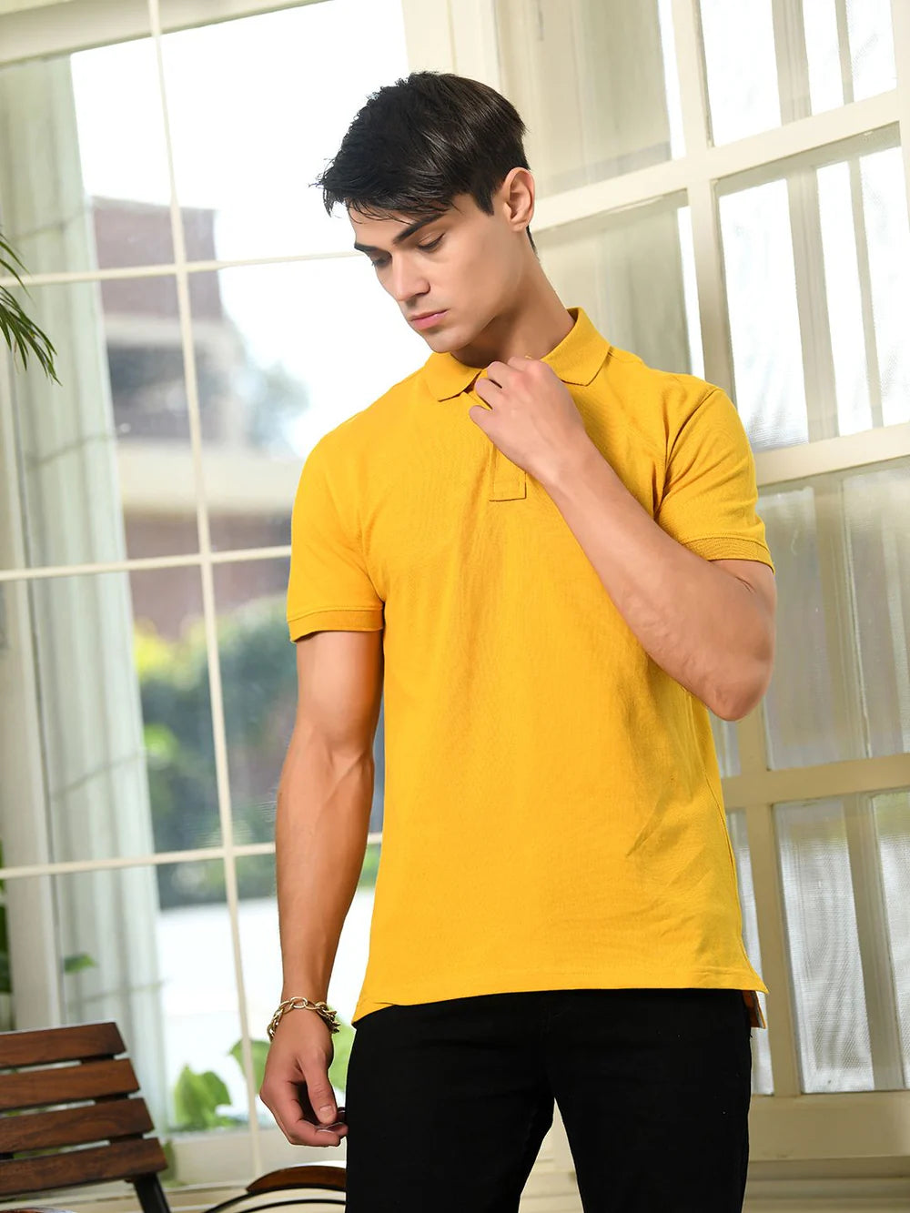 Yellow Solid Polo T-shirt