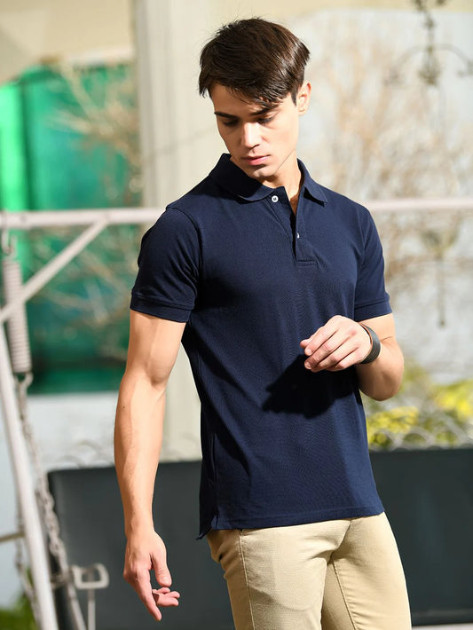 Navy Solid Polo T-shirt