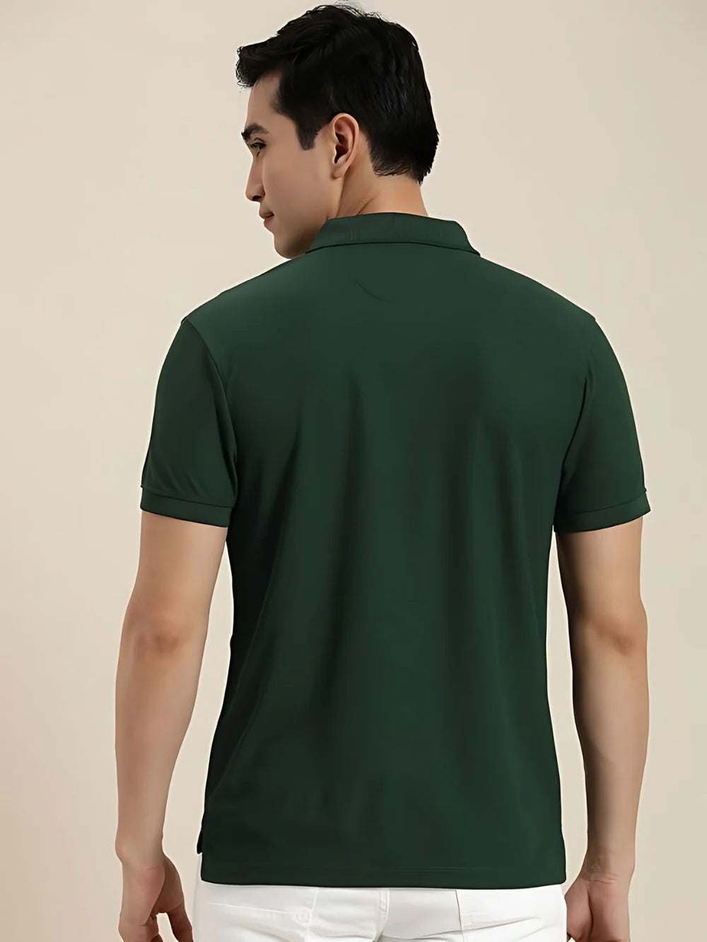 Bottle Green Solid Polo T-shirt