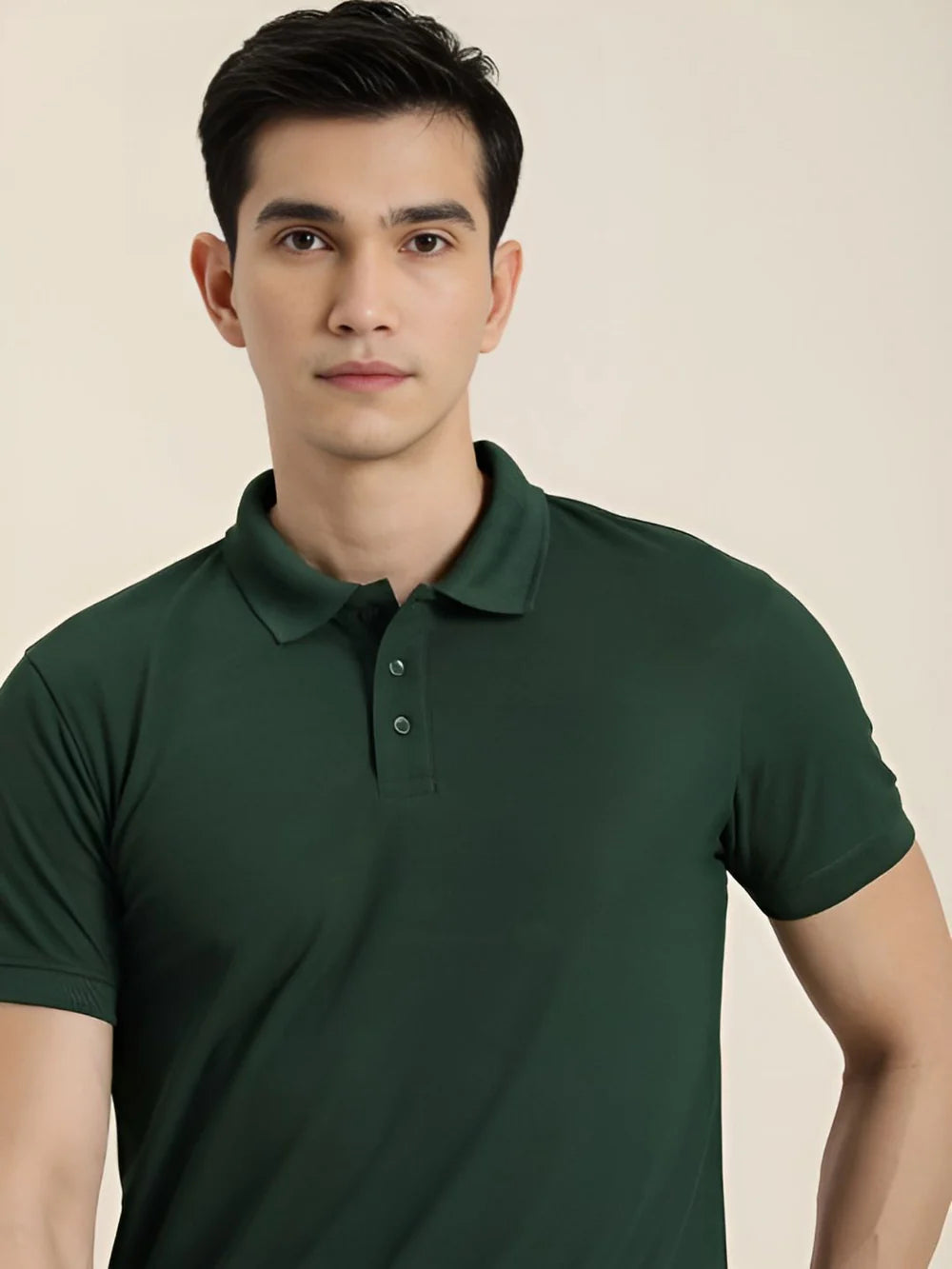 Bottle Green Solid Polo T-shirt