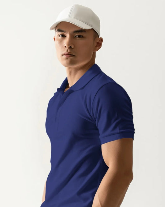 Royal Blue Solid Polo T-shirt