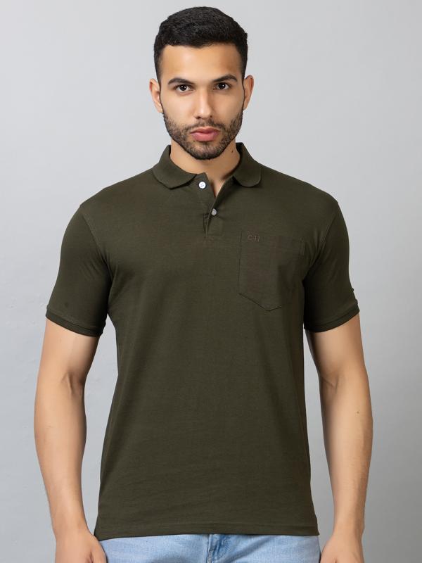 Solid Collar T-Shirt With Pocket