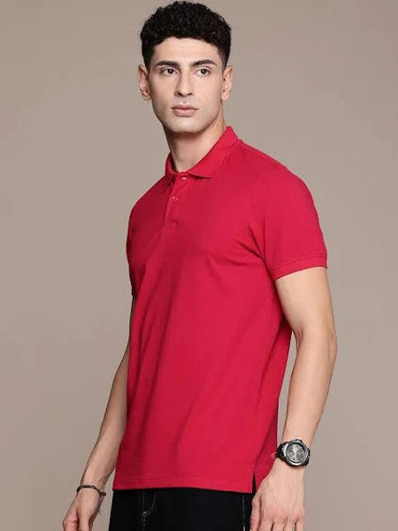 Red Solid Polo T-shirt