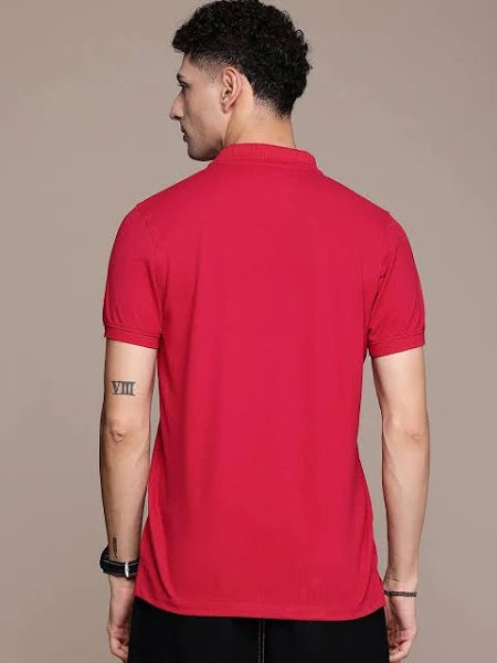 Red Solid Polo T-shirt