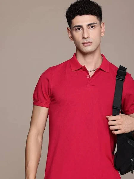 Red Solid Polo T-shirt