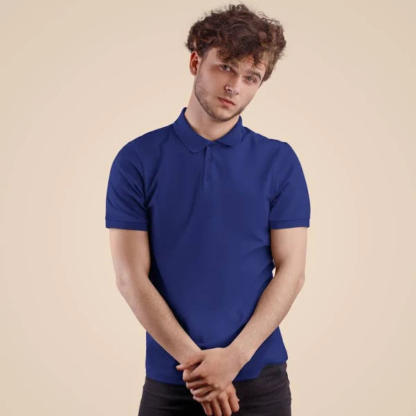 Royal Blue Solid Polo T-shirt