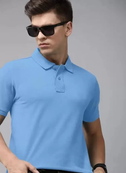 Light Blue Solid Polo T-shirt