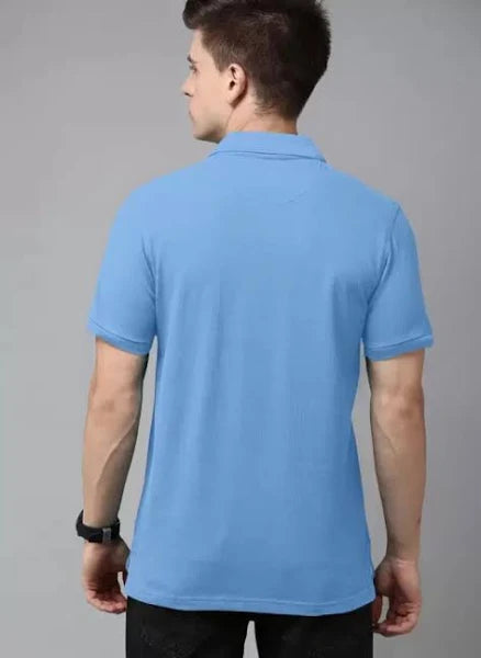 Light Blue Solid Polo T-shirt