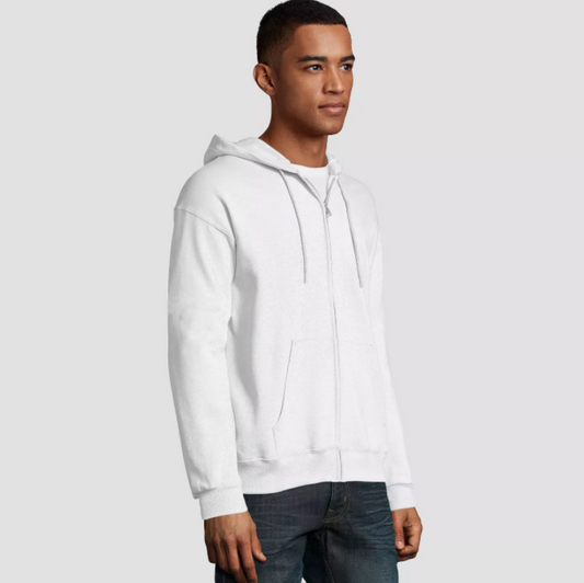 White Zipper Hoodie