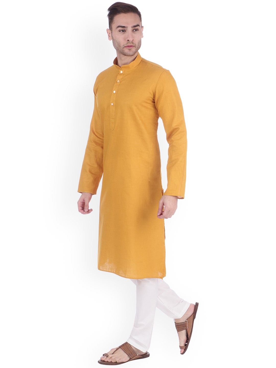 Mustard Straight Kurta Pajama for Men