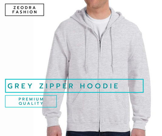 Grey With Zipper Hoodie