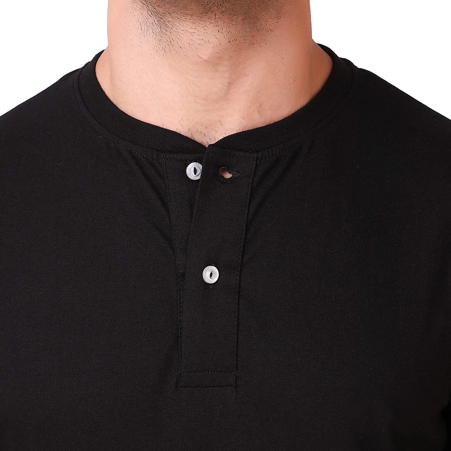 Black Henley T-Shirt For Men