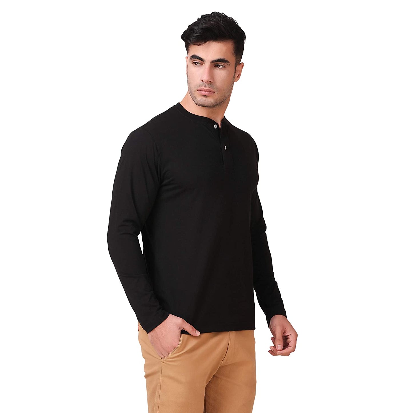 Black Henley T-Shirt For Men