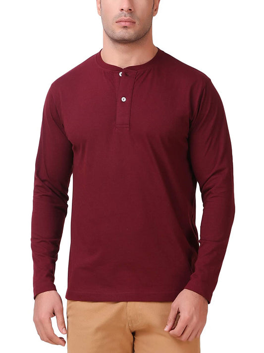 Maroon Henley T-Shirt For Men