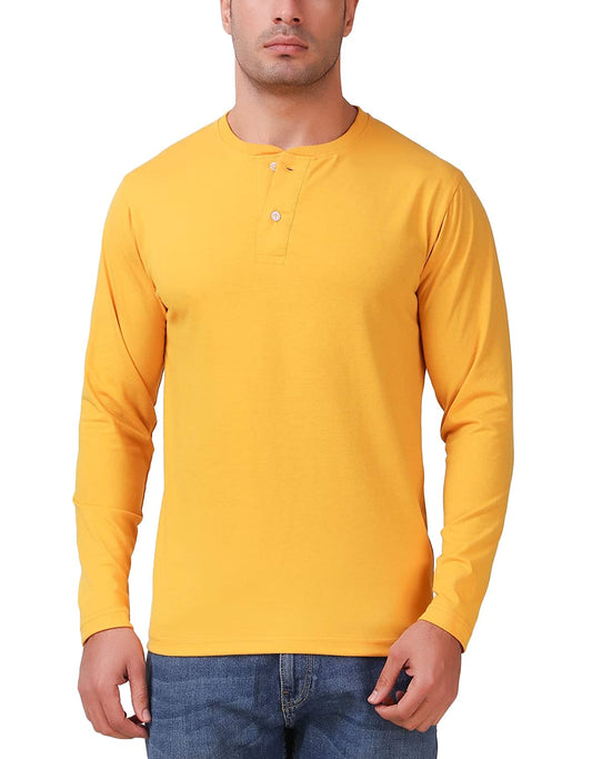 Mustard Henley T-Shirt For Men